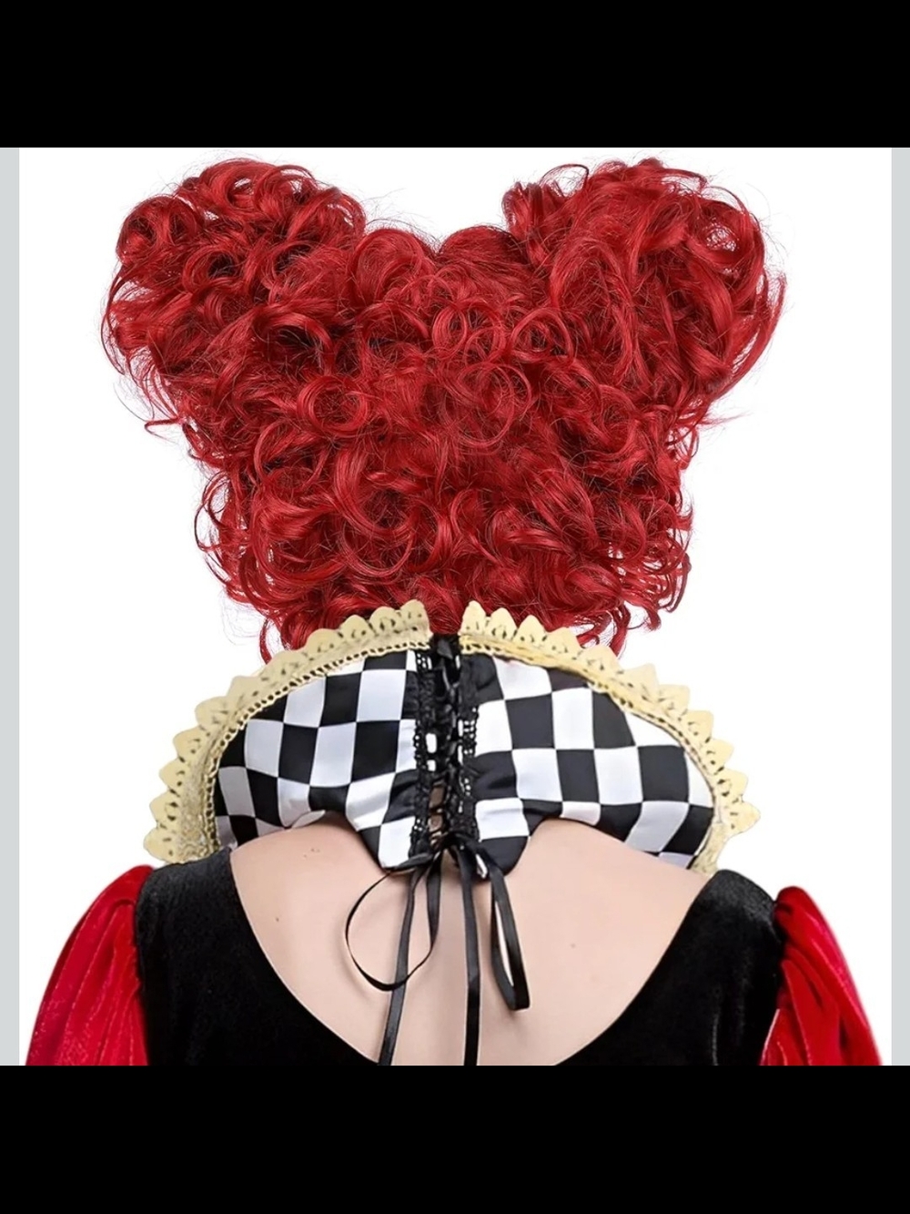 Red Queen Wig Women Two Buns Heat Resistant Synthetic Hair - Picture 3 of 14
